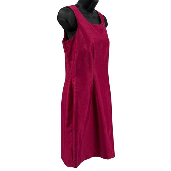 Jessica Howard Petite Sheath Dress SZ 8P Sleeveless Mini Back Zip Slit Hot Pink - Picture 2 of 6